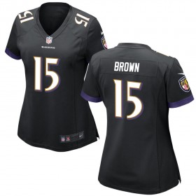 Women's Baltimore Ravens Nike Black Game Jersey BROWN#15